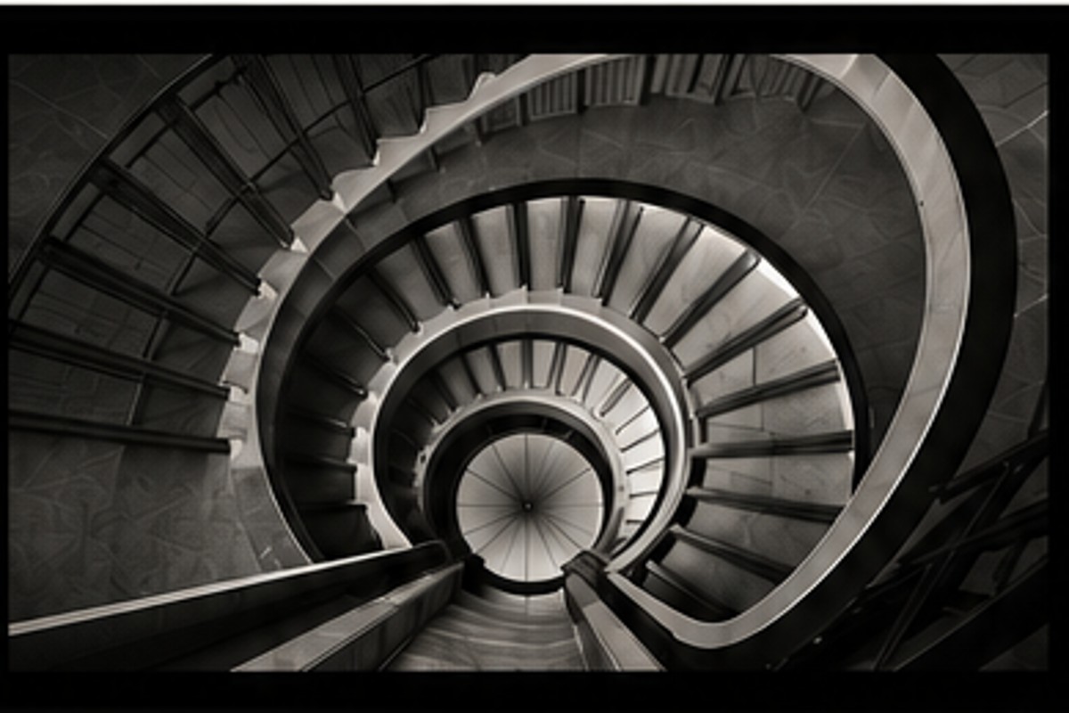 Escalier en spirale, métaphore du recul et de la perspective